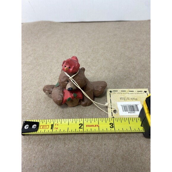 Blossom Bucket Christmas Bear With Birdhouse and Cardinal Resin Figurine 2 inch - Picture 2 of 8
